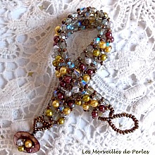 Bracelet Boutons nacr&eacute;es avec des perles nacr&eacute;es en verre et des facettes